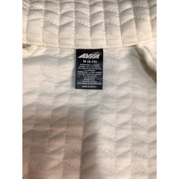 AVIA Womens Size Medium 8-10 White Quilted Full Zip Pockets Mixed Media Jacket - Picture 3 of 10